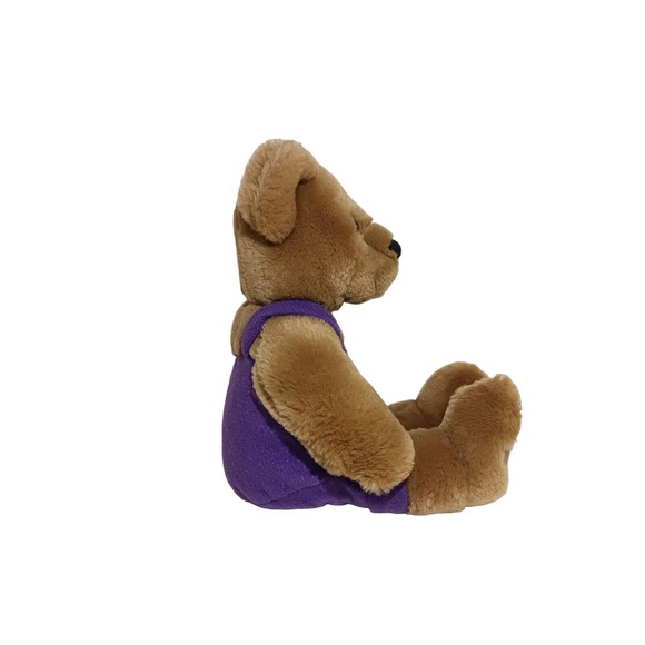 Hallmark Love and Kissing Bear Magnetic Nose Self Fastening Hands Purple Overall - Picture 2 of 10